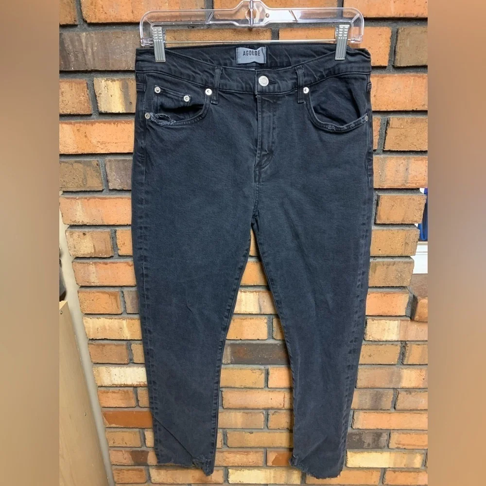 AGOLDE Toni Mid Rise Straight Leg Raw Hem Jeans
